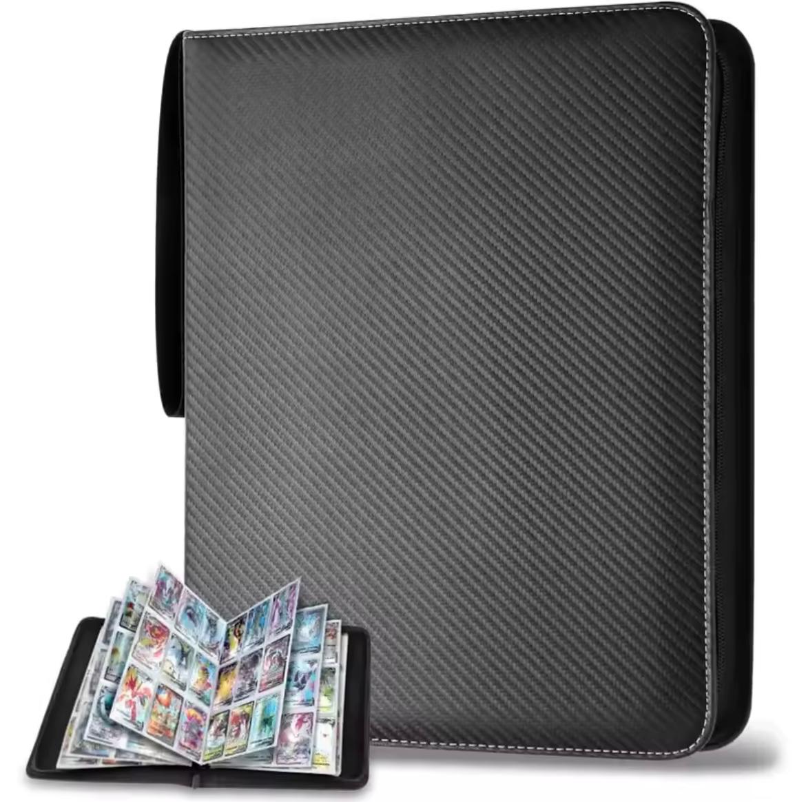 TCG Card Binder 900 Pockets - Zippered, Premium Carbon Black